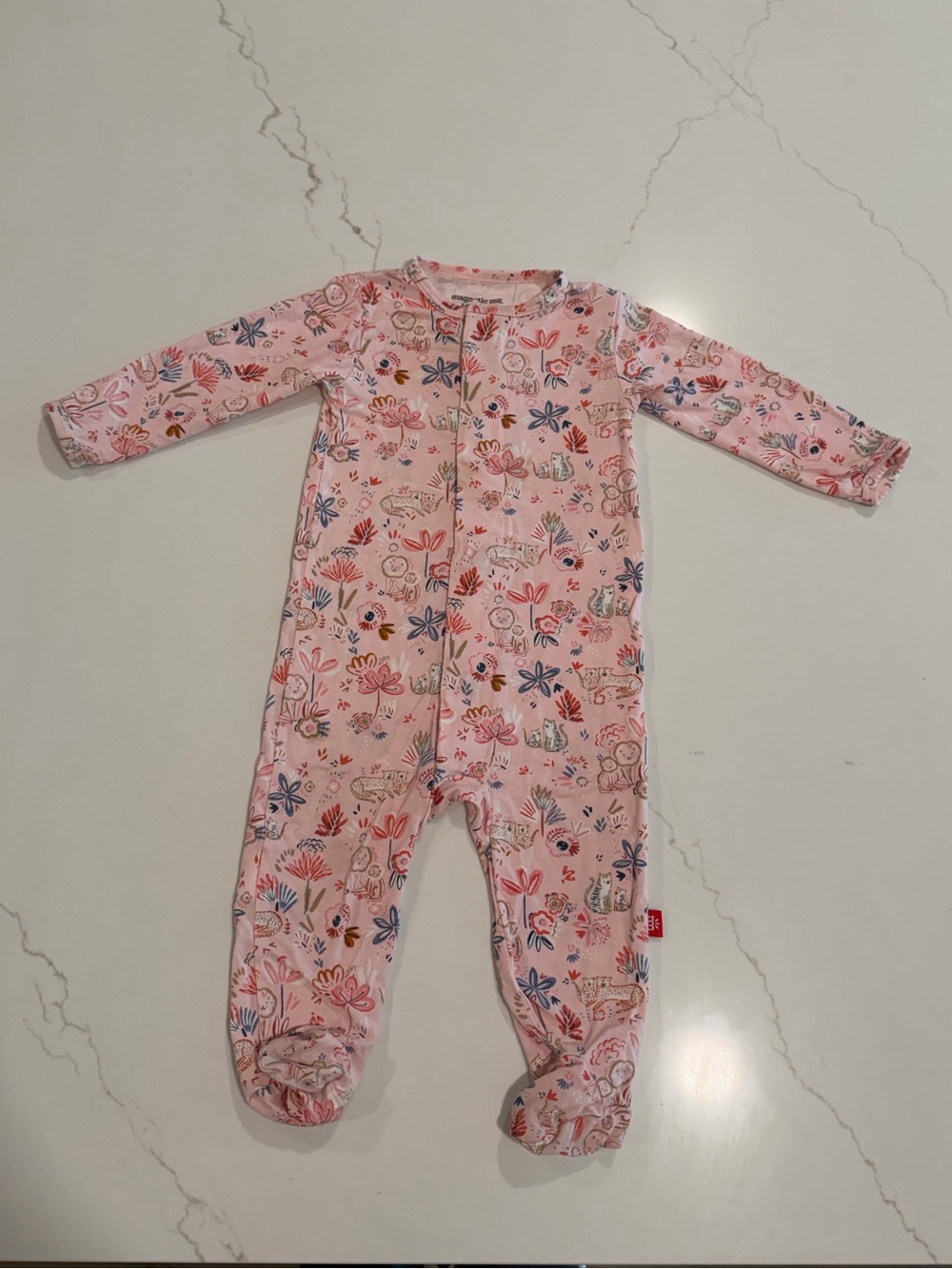 Magnetic Me Pink Floral Footed One-Piece